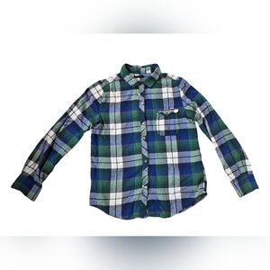 BDG Plaid Flannel Button Down Shirt Blue & Green 100% Cotton Size M